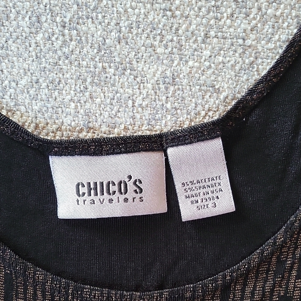 CHICOS Black Shimmery Tank Top Size 3 - Picture 5 of 6